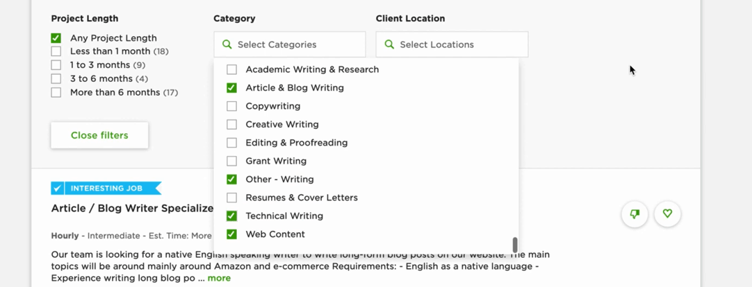 Upwork niches