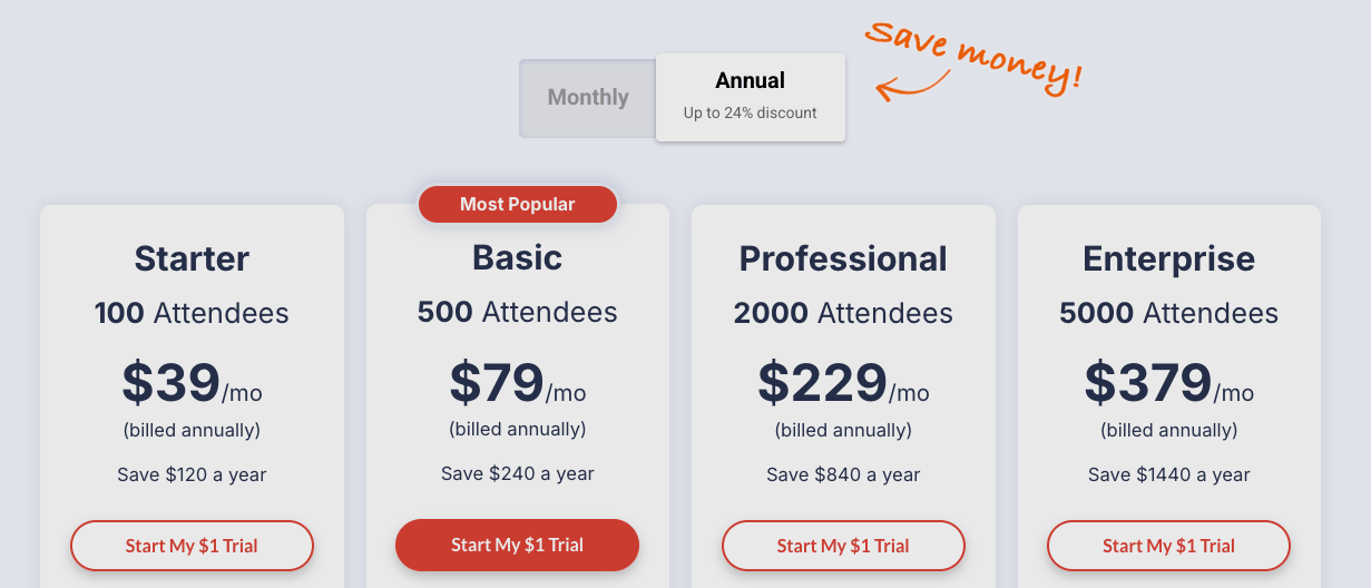 WebinarJam free trial pricing