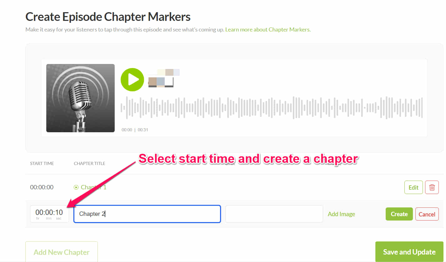 creating chapters in buzzsprout