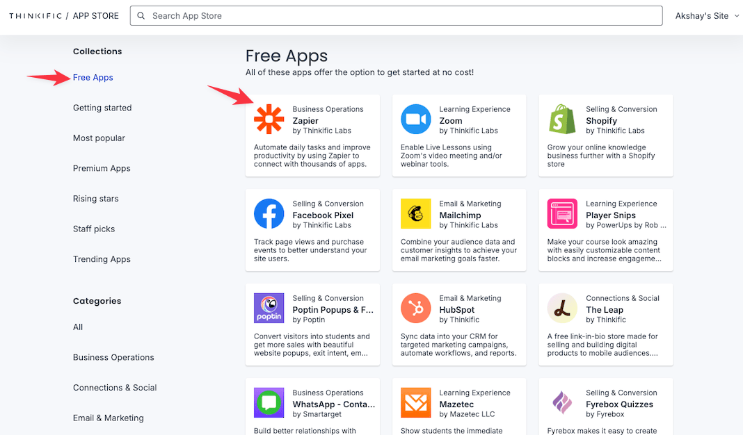 Thinkific integrations