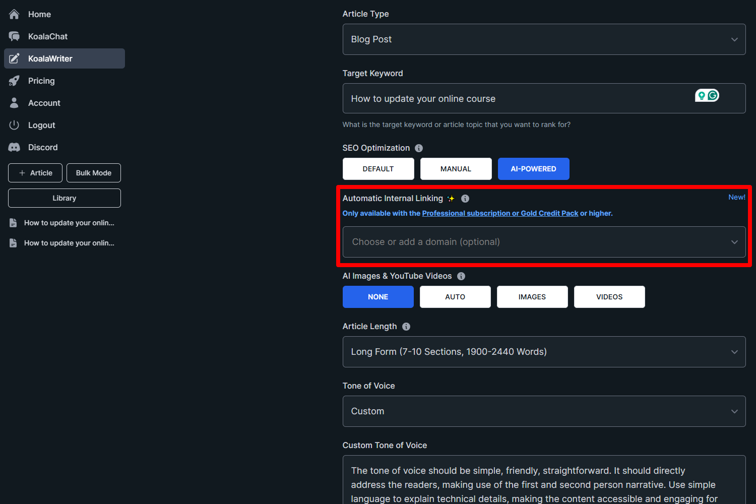 Automatic interlinking