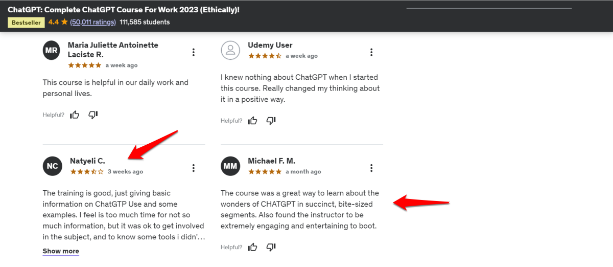 ChatGPT Course review and feedback