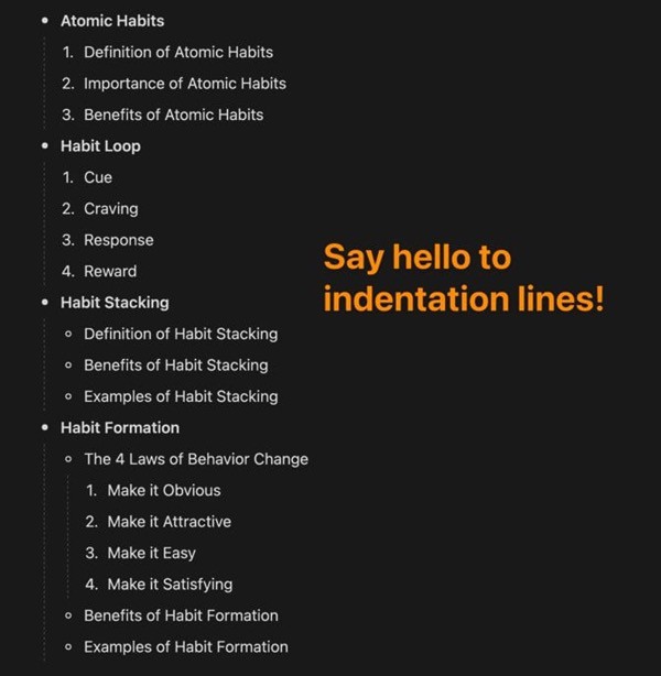 Notion indentation lines