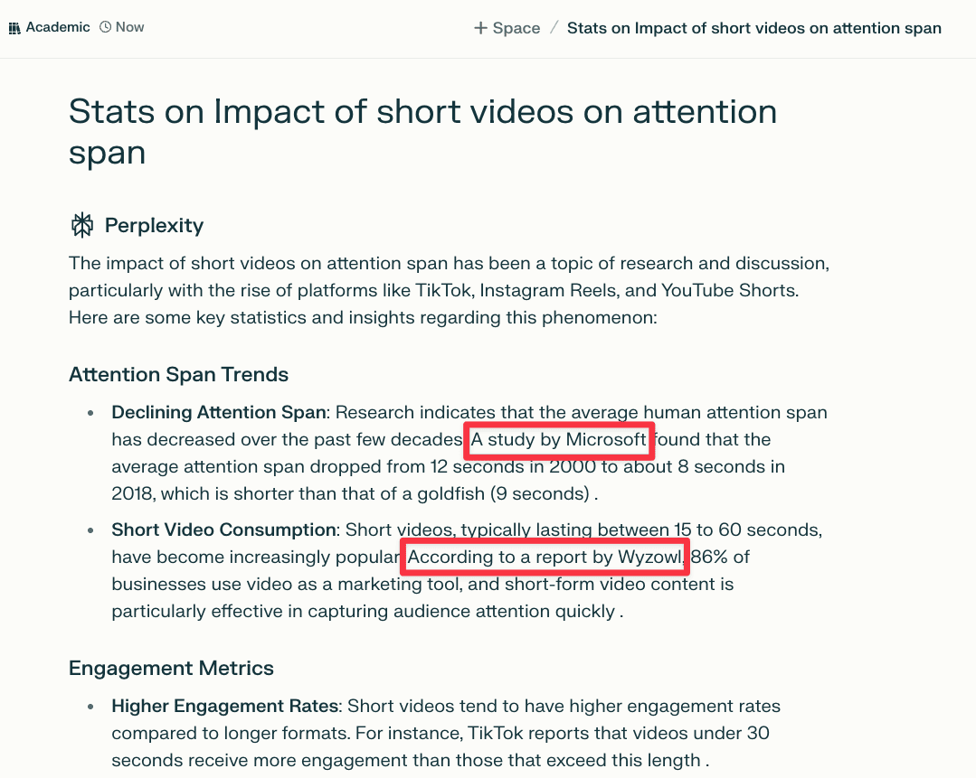 Stats on Impact of short videos on attention span