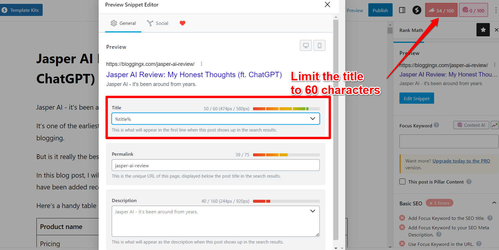 Title tags limitations