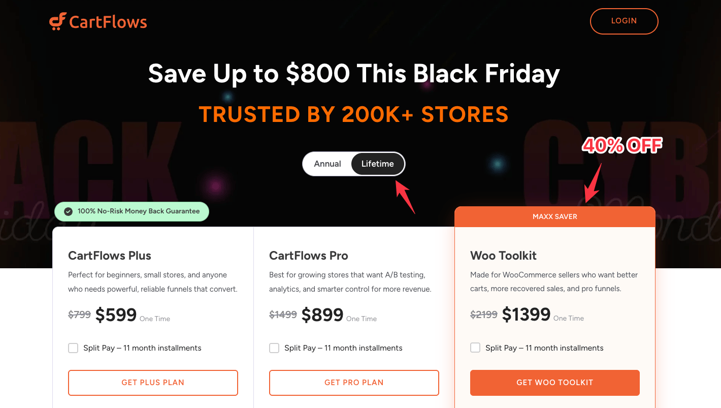 Cartflows Black Friday lifetime plans
