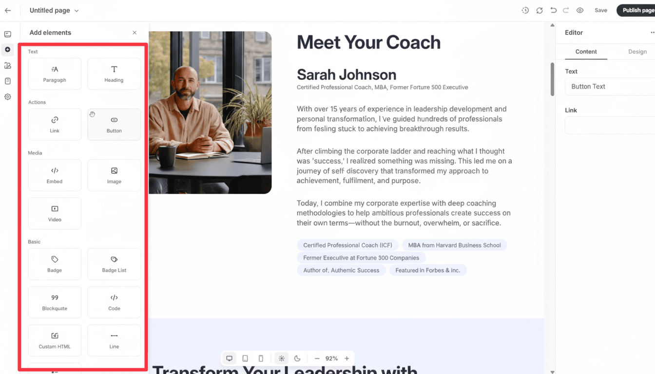 Circle page builder blocks