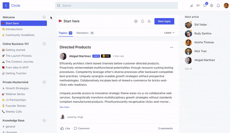 Circle user interface