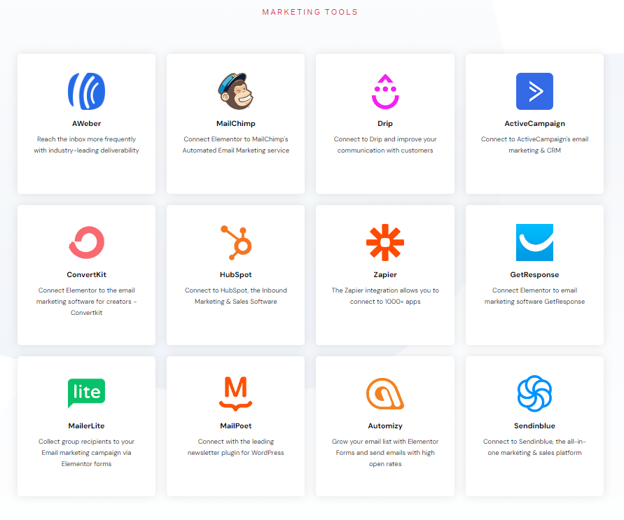 Elementor integrations