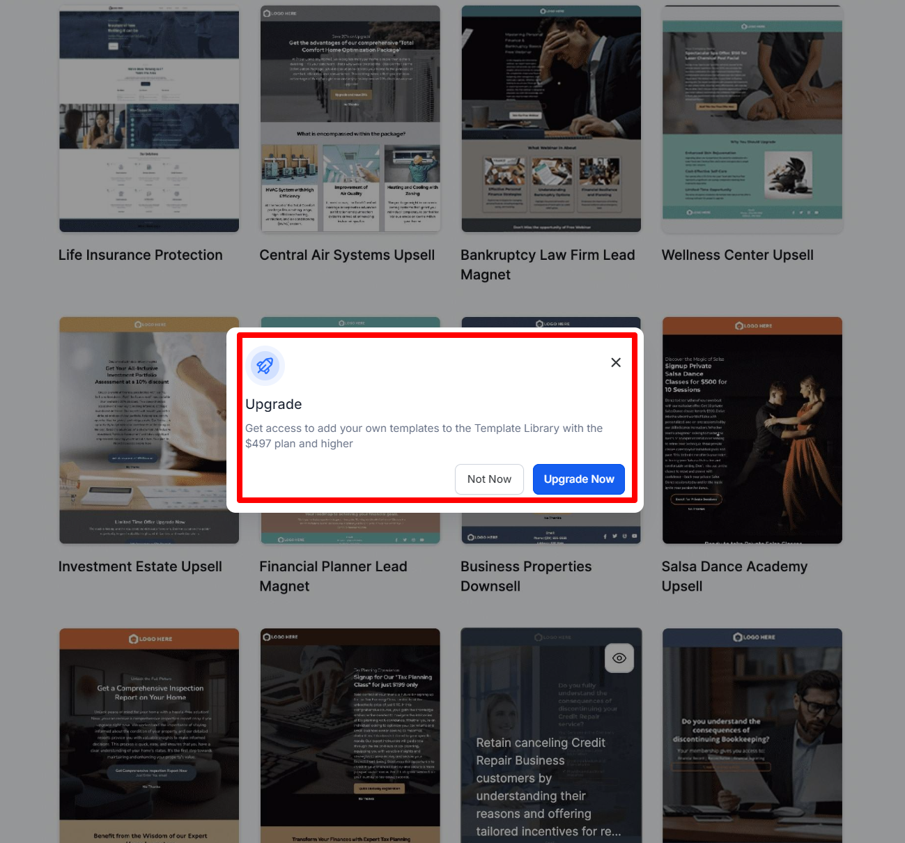 GoHighLevel web page templates