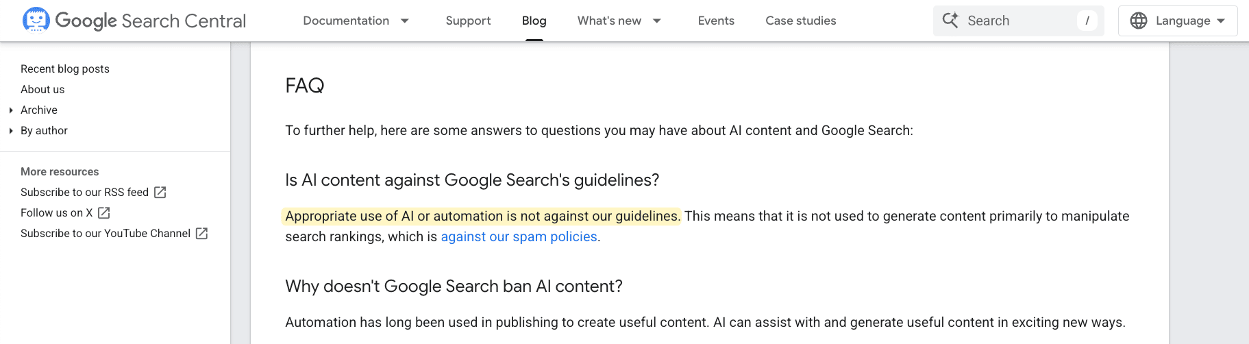 Googles AI content stance