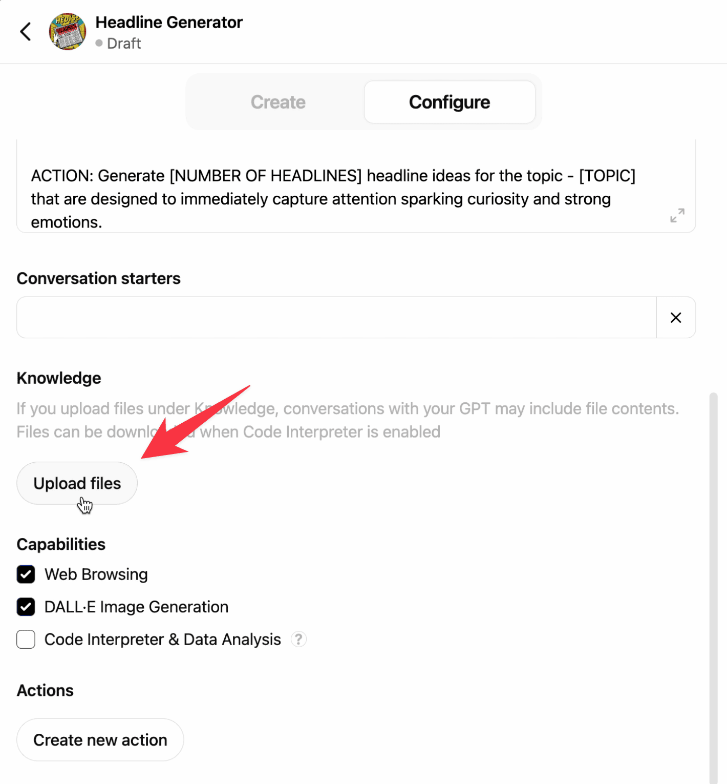 Headline generator custom GPT bot