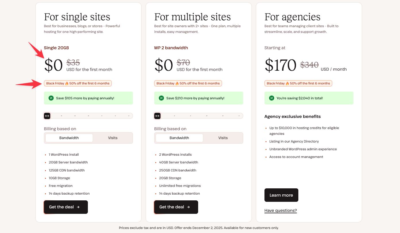Kinsta monthly plan Black Friday