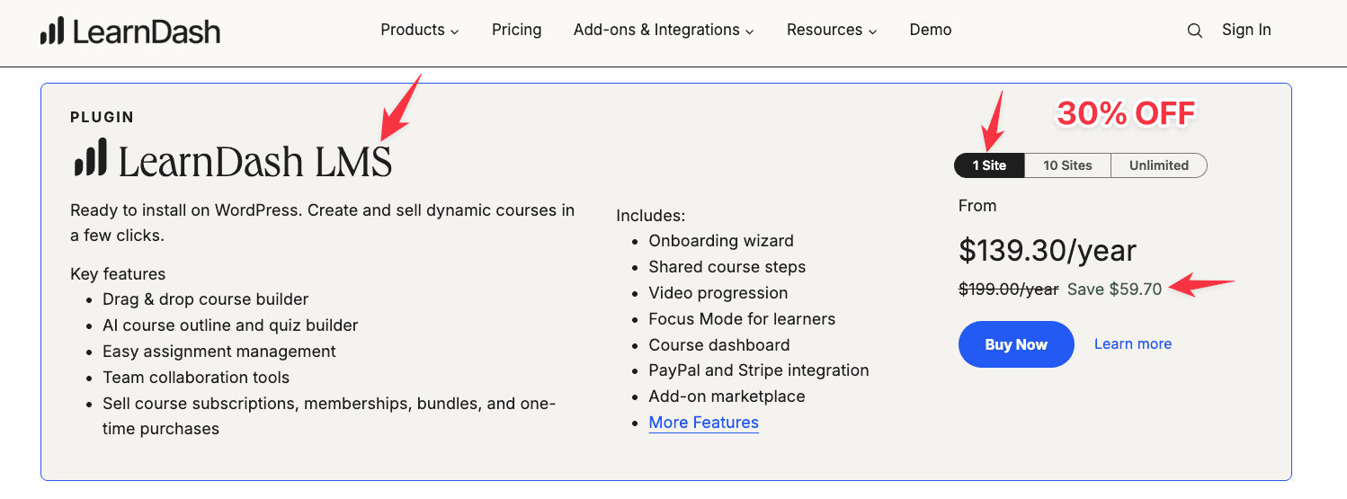 LearnDash LMS Black Friday pricing