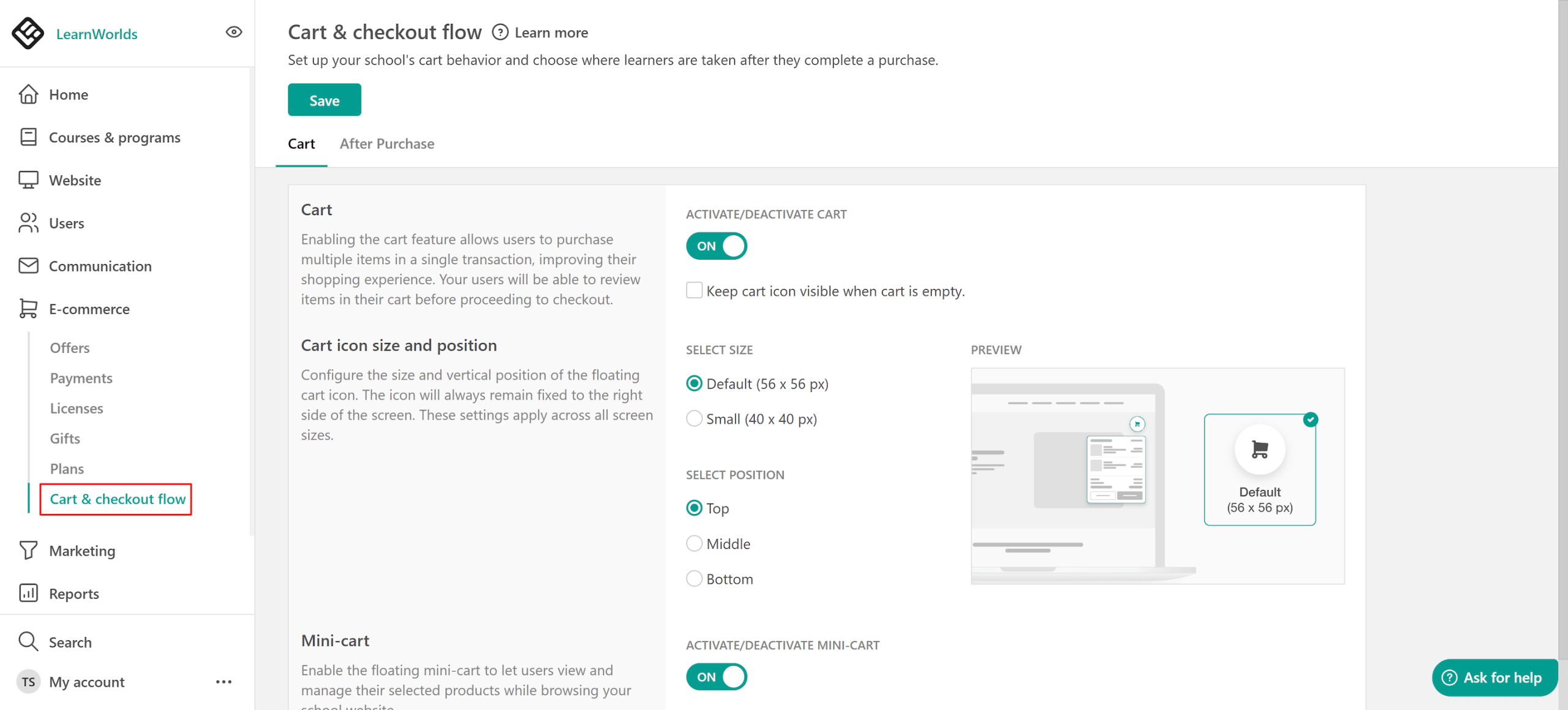 LearnWorlds cart feature scaled