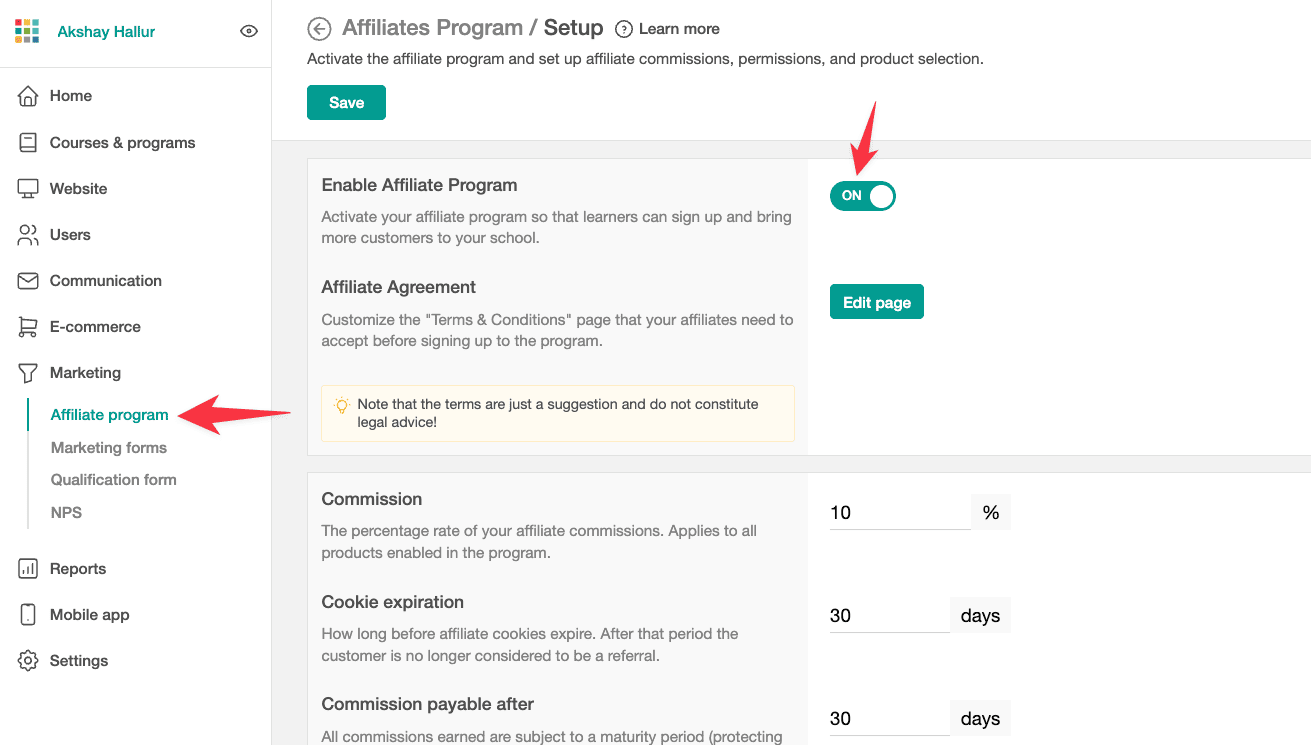 Learnworlds affiliate marketing