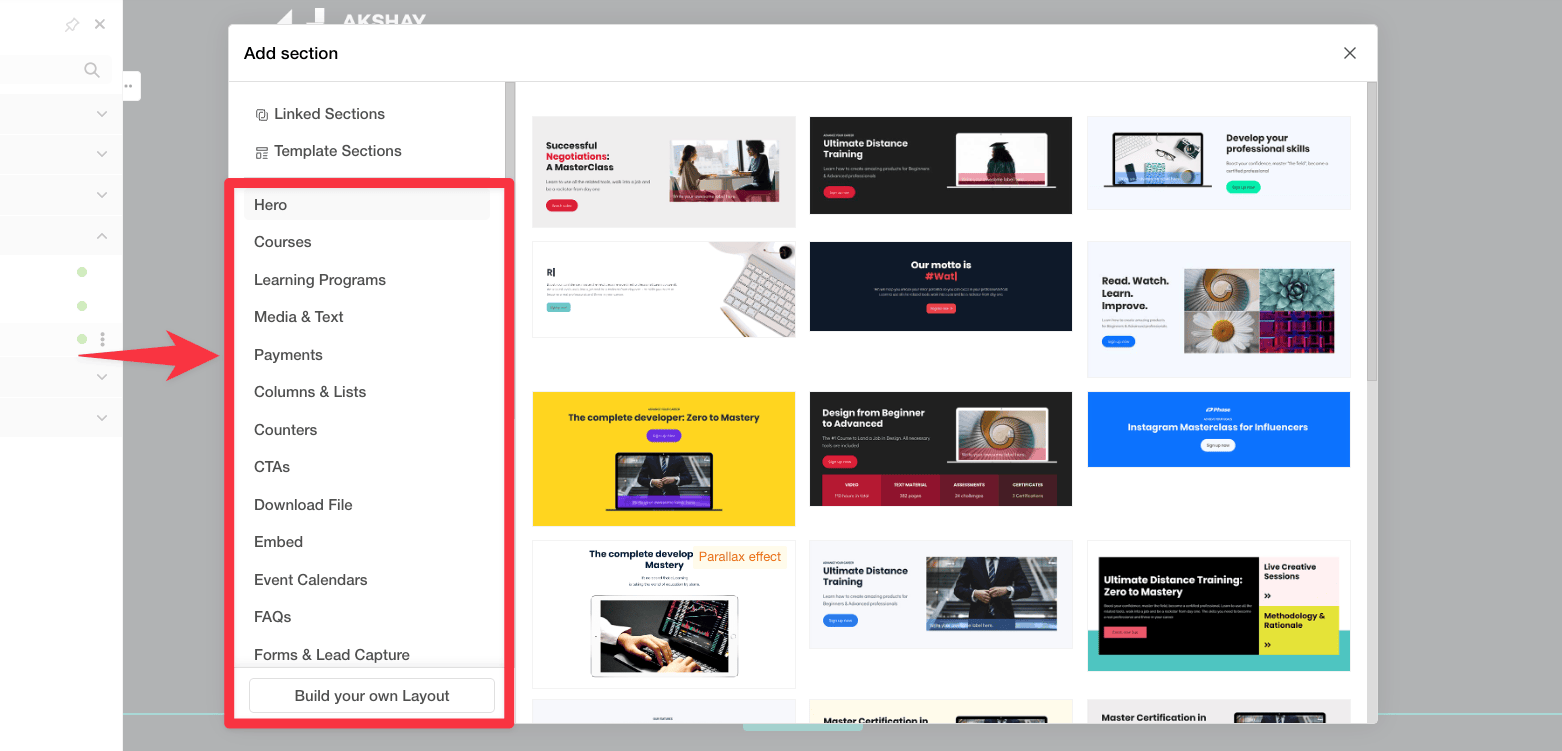Learnworlds drag and drop page builder