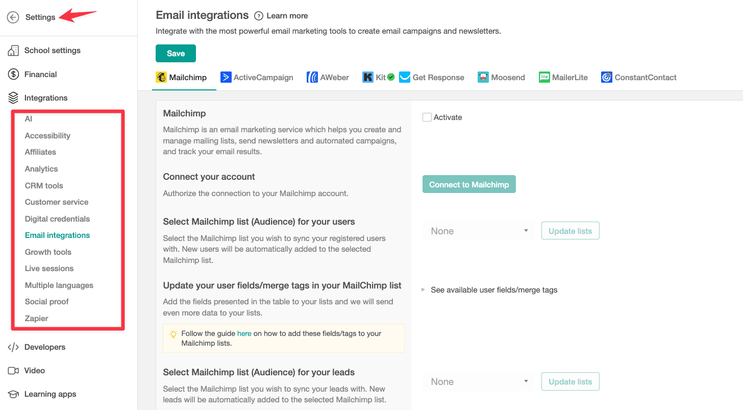 Learnworlds integrations