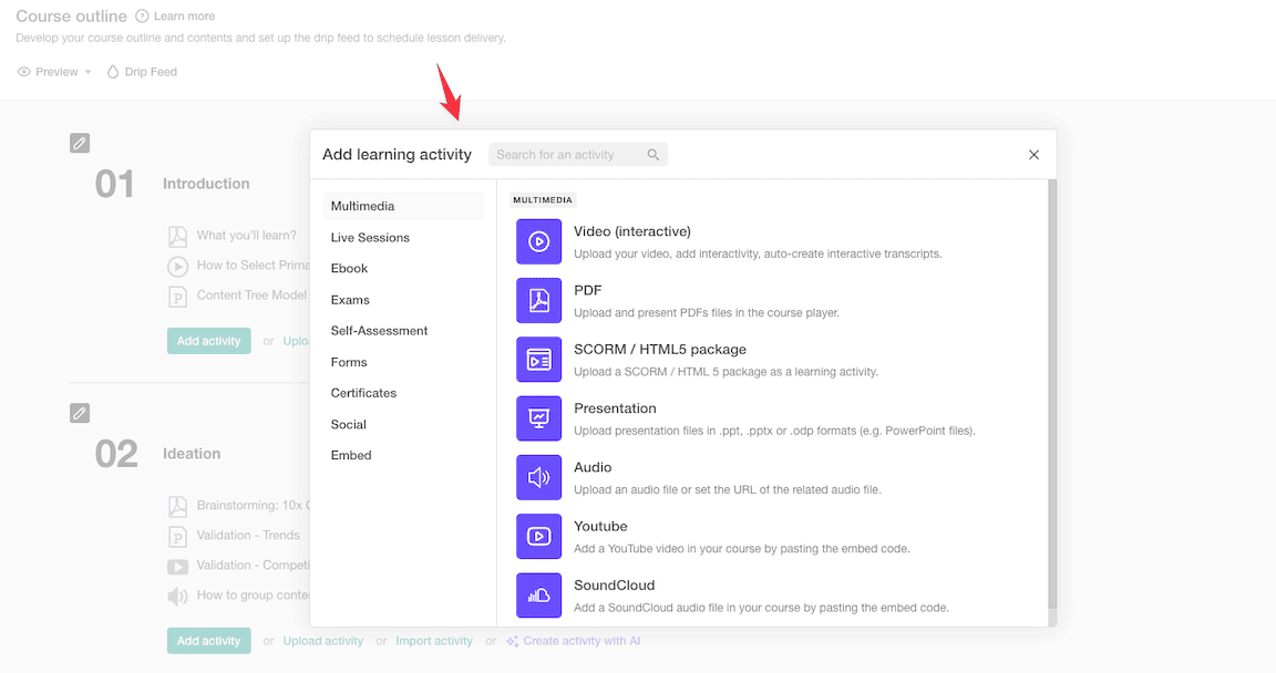 Learnworlds learning activities
