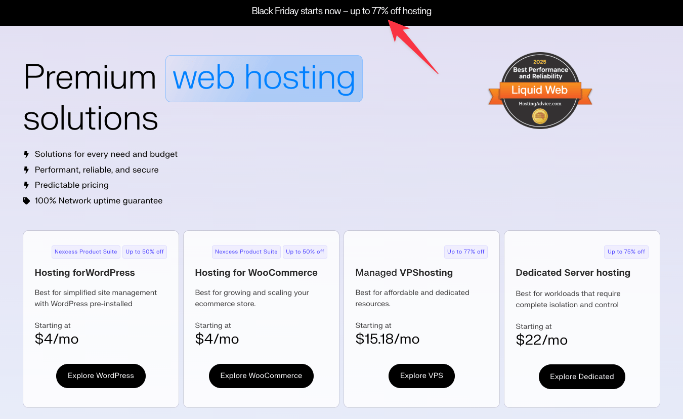 Liquid web black friday deal