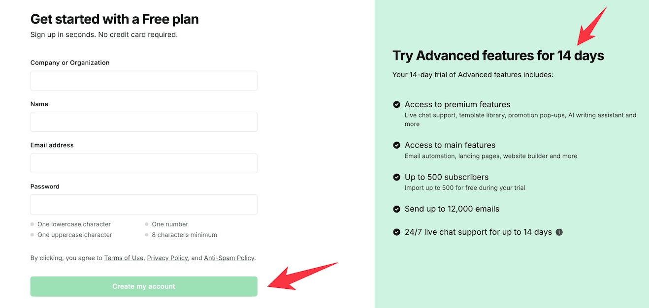 Mailerlite free trial
