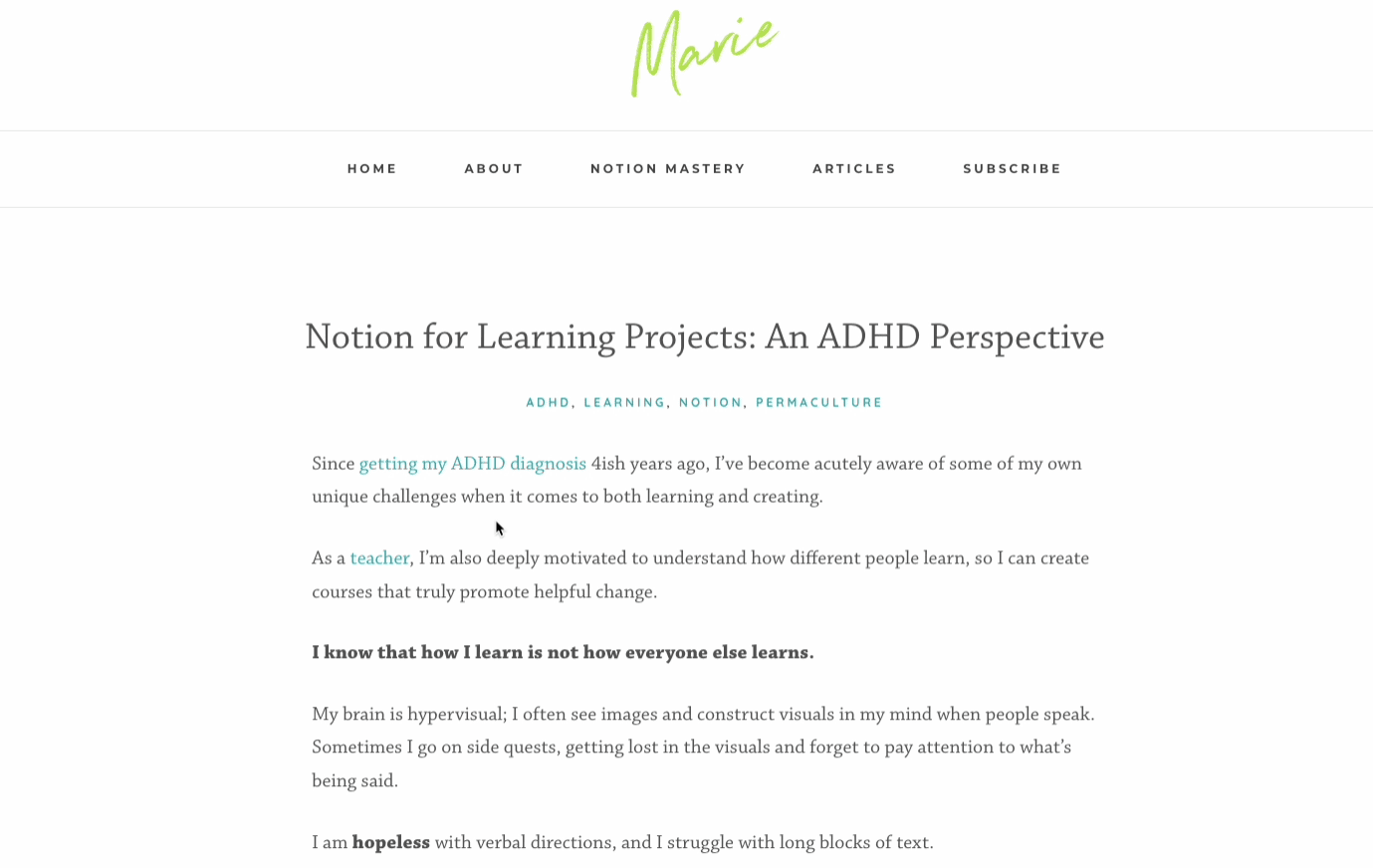 Marie notion for ADHD