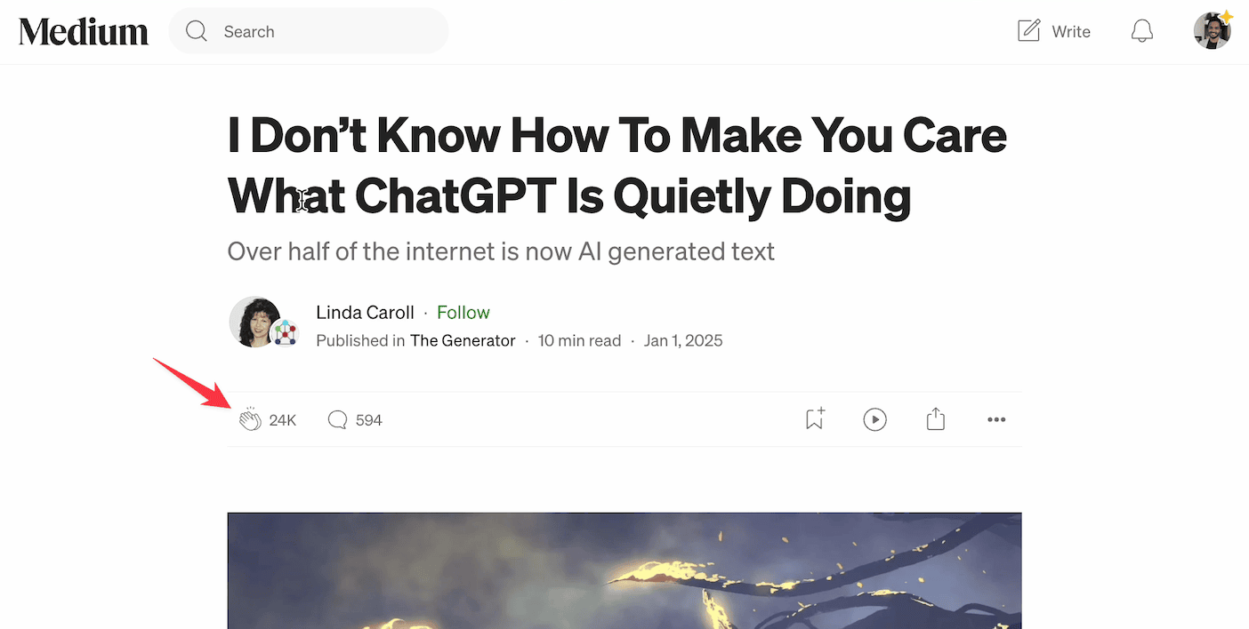 Medium article clap