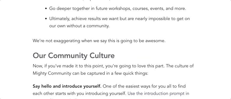 Mighty Networks bold italics