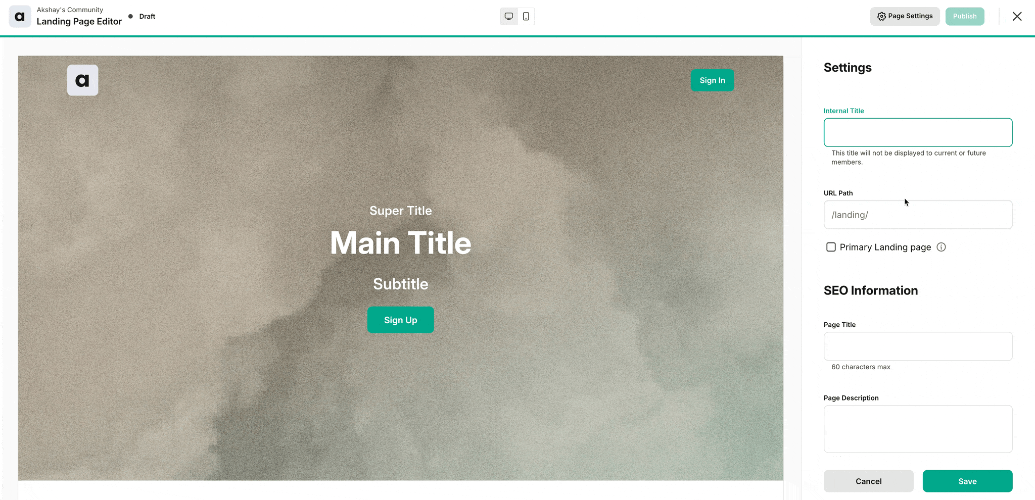 Mighty Networks landing page