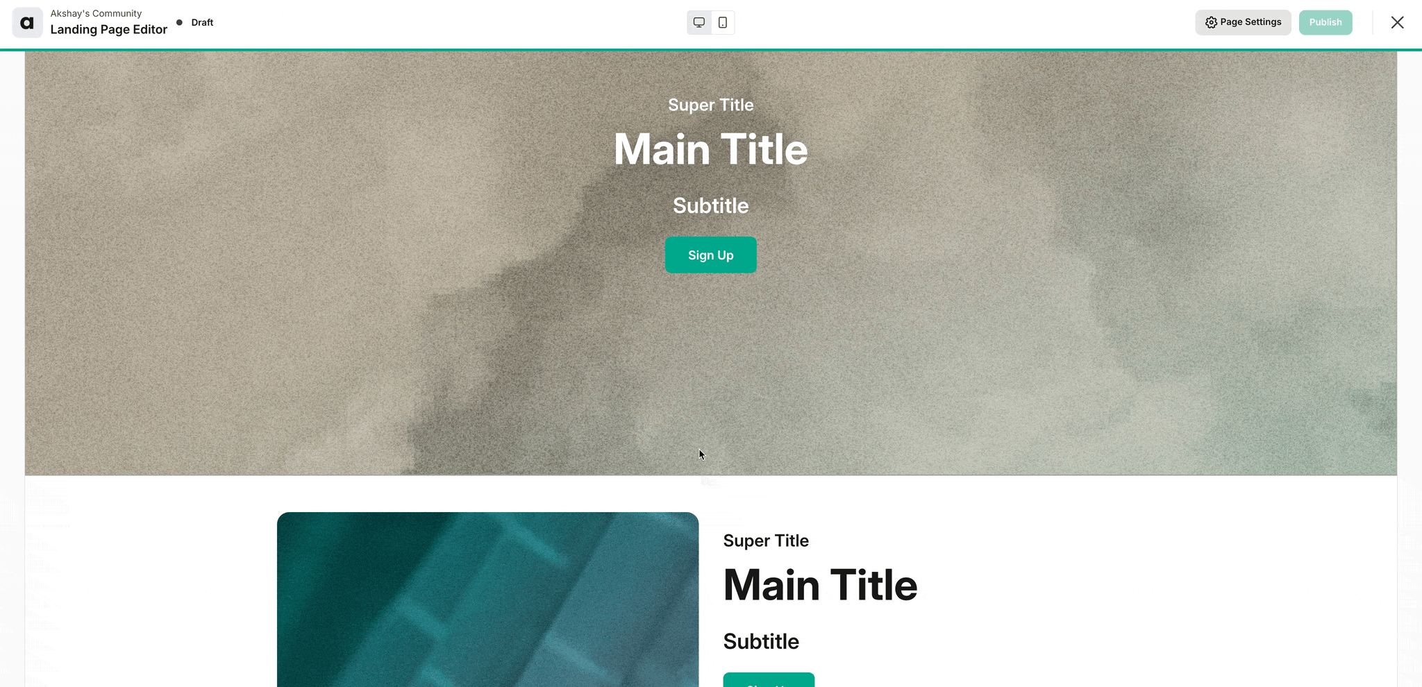 Mighty Networks landing page sections
