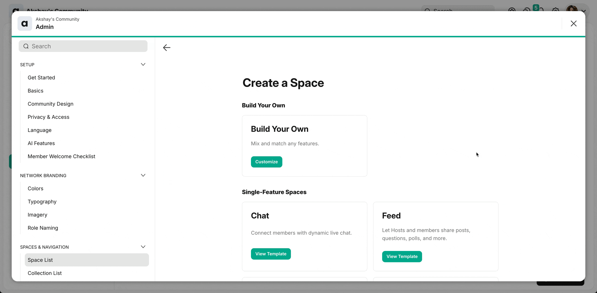 Mighty Networks space templates