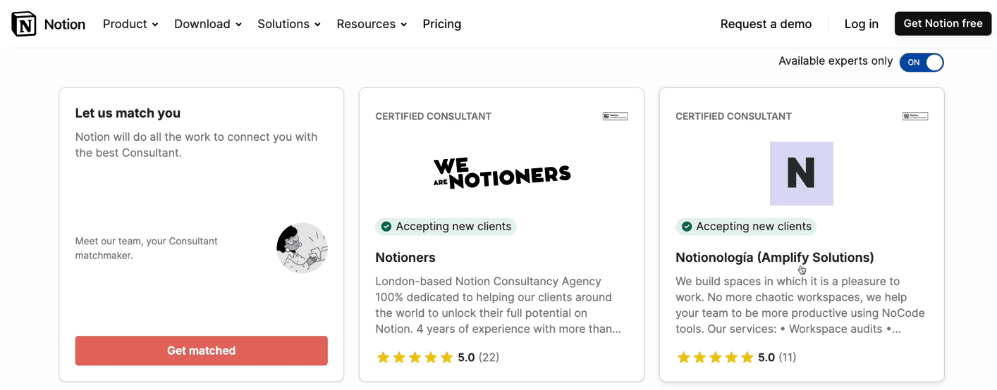 Notion consultants directory