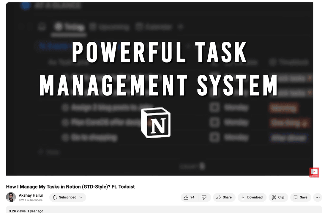 Notion task management system