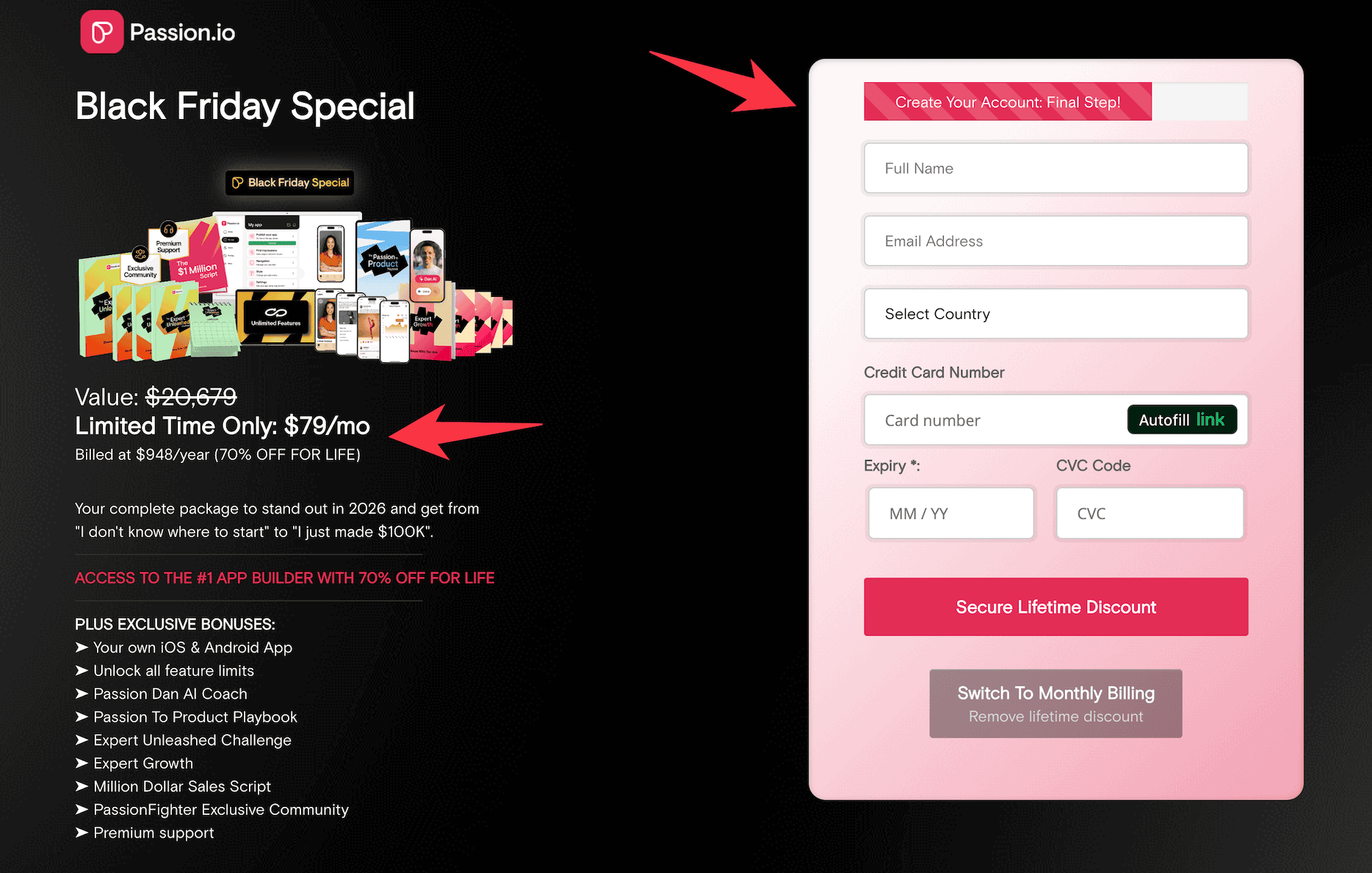 Passion io checkout page