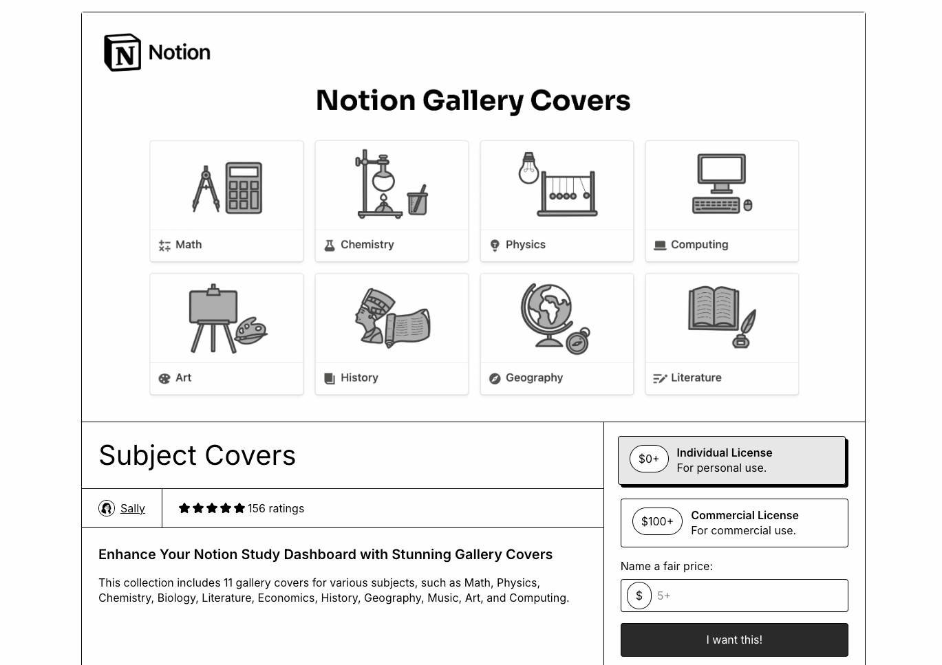 Sally gallery covers notion