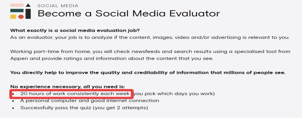 Social media evaluator job