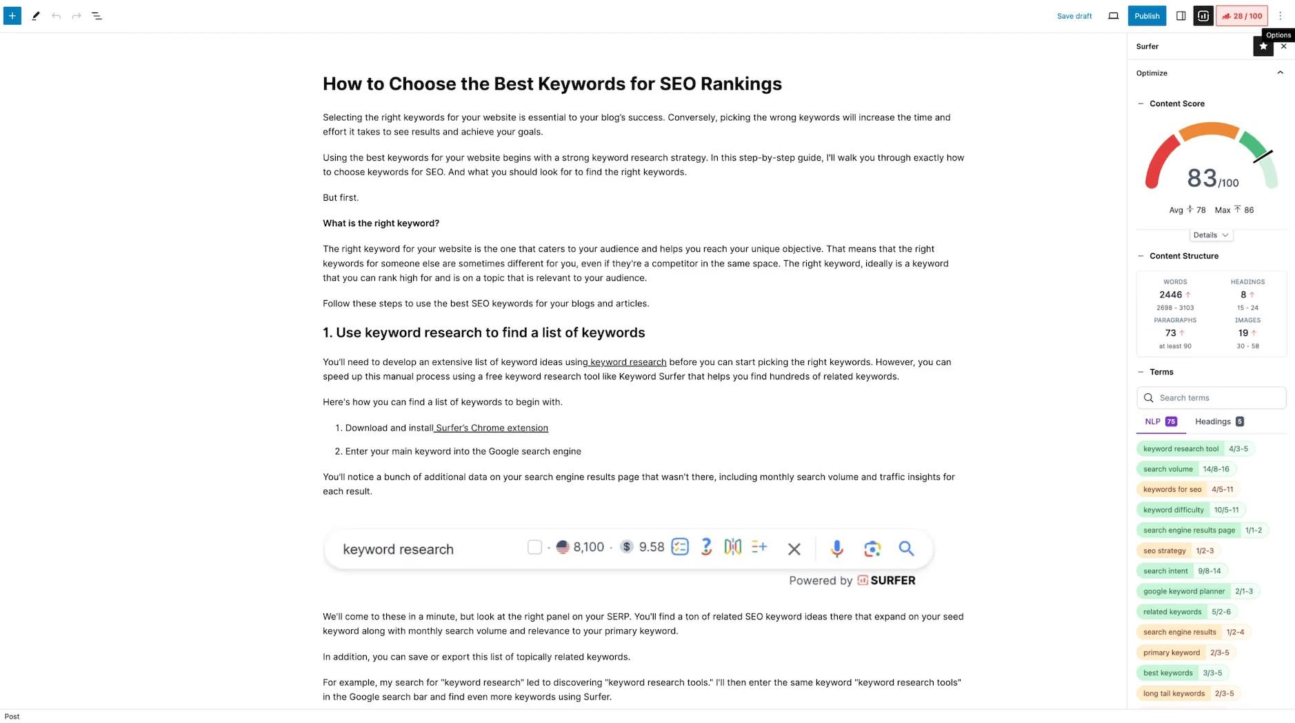 Surfer SEO WordPress integration