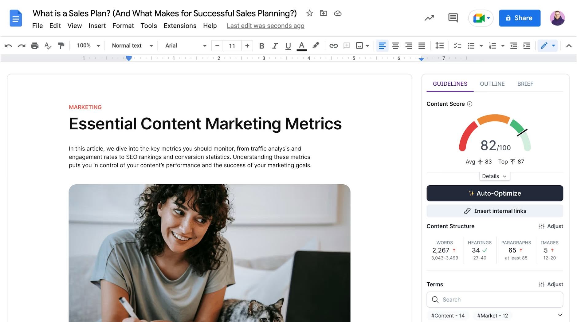 Surfer SEO Google Docs integration