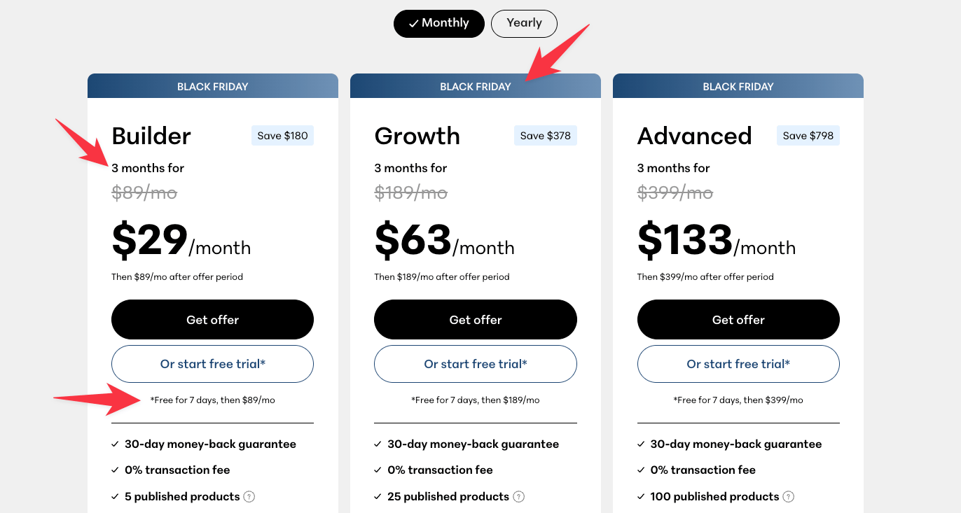 Teachable Black Friday pricing
