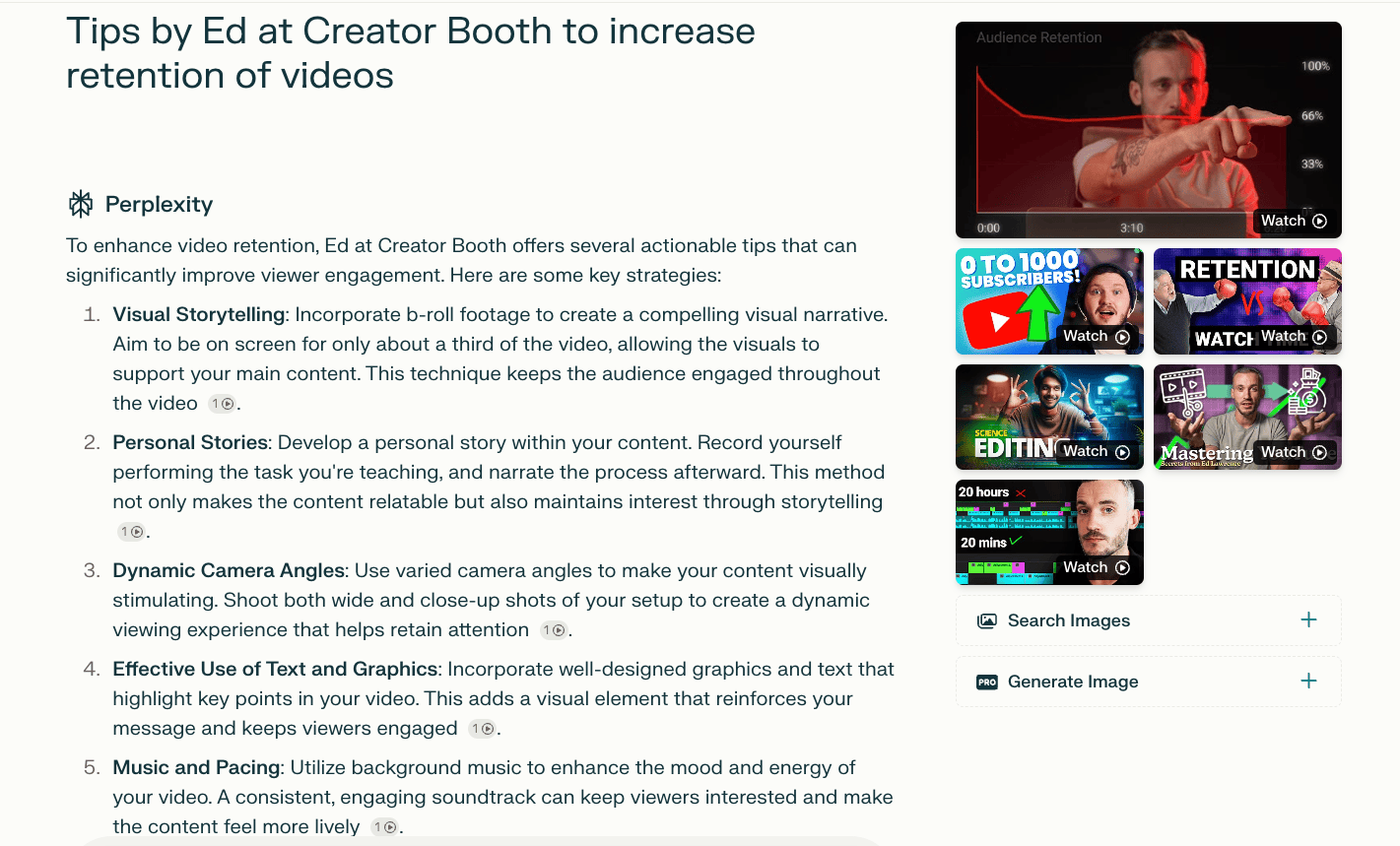 Video retention tips