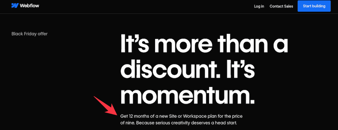 Webflow black friday