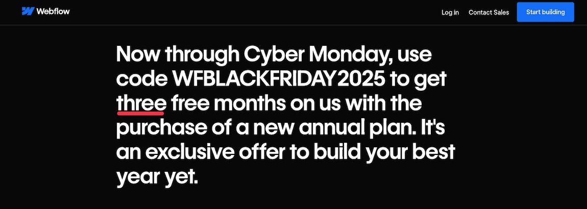 Webflow black friday offer