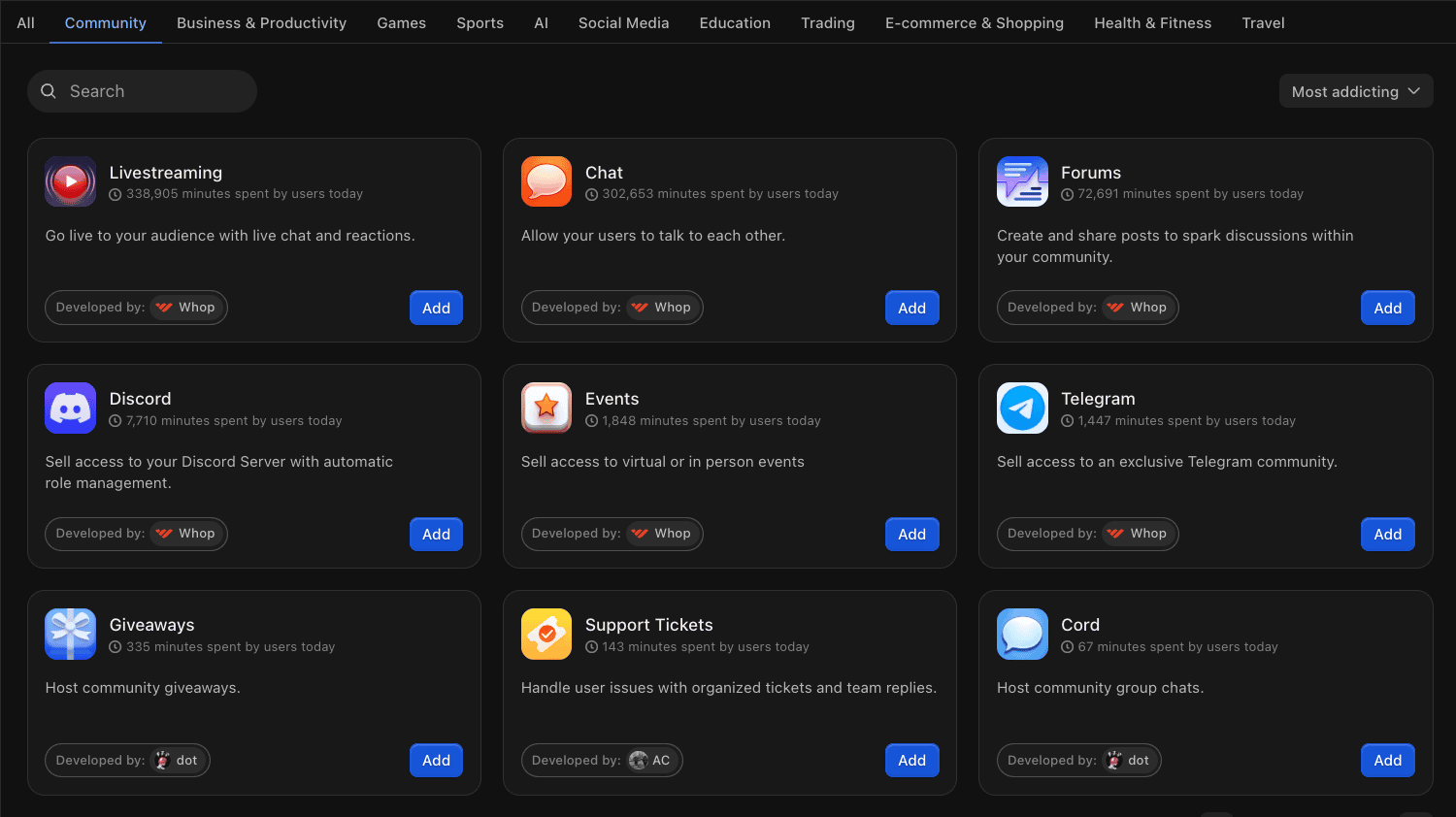 Whop community app store