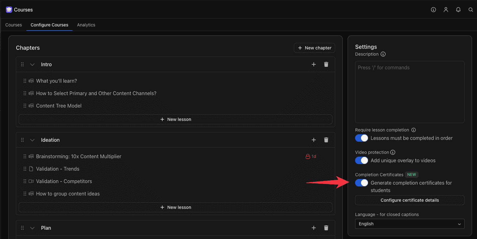 Whop course completion certificates