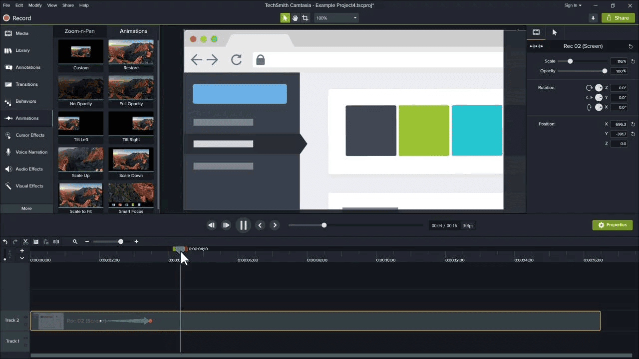 camtasia interface 1