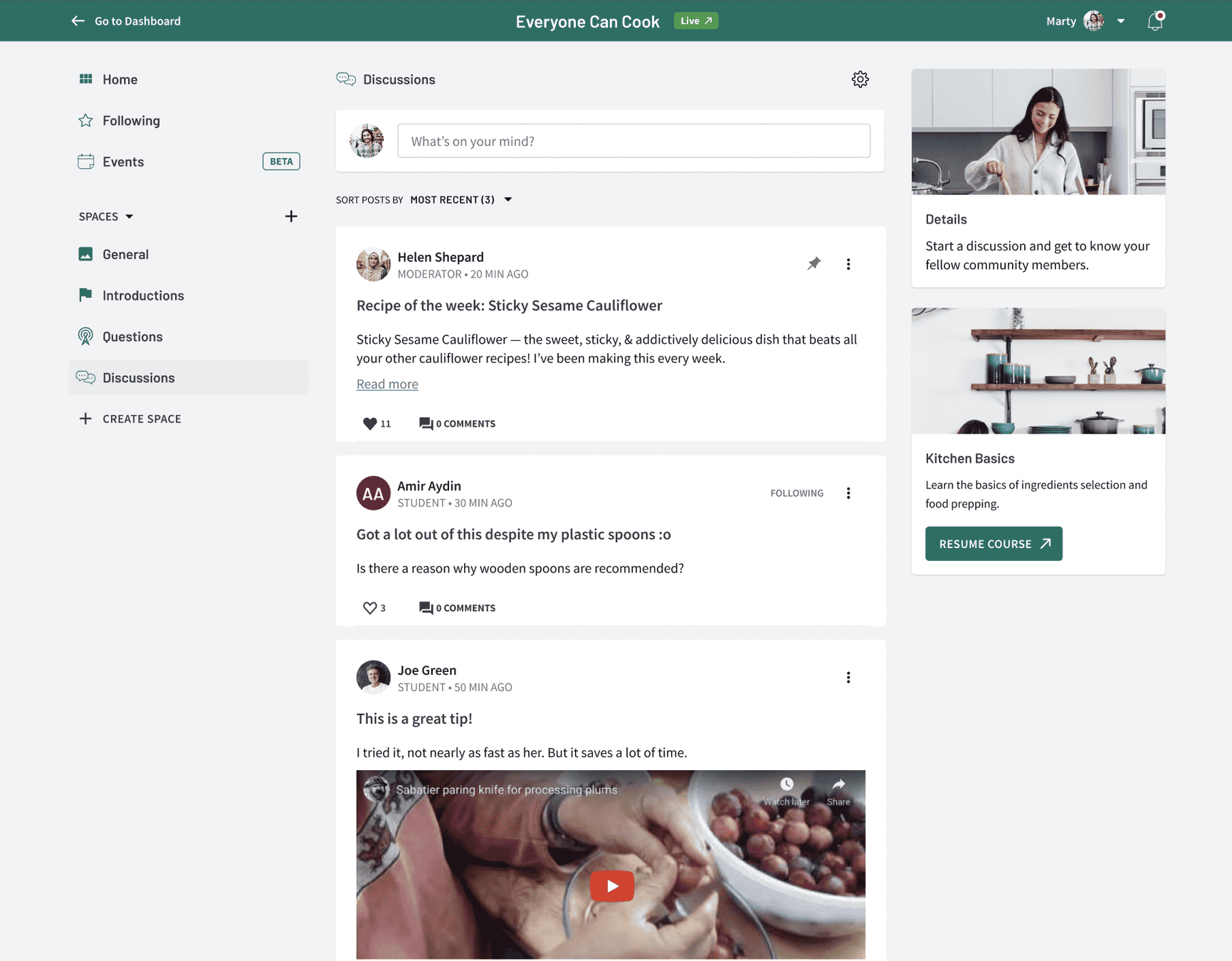 community in thinkific