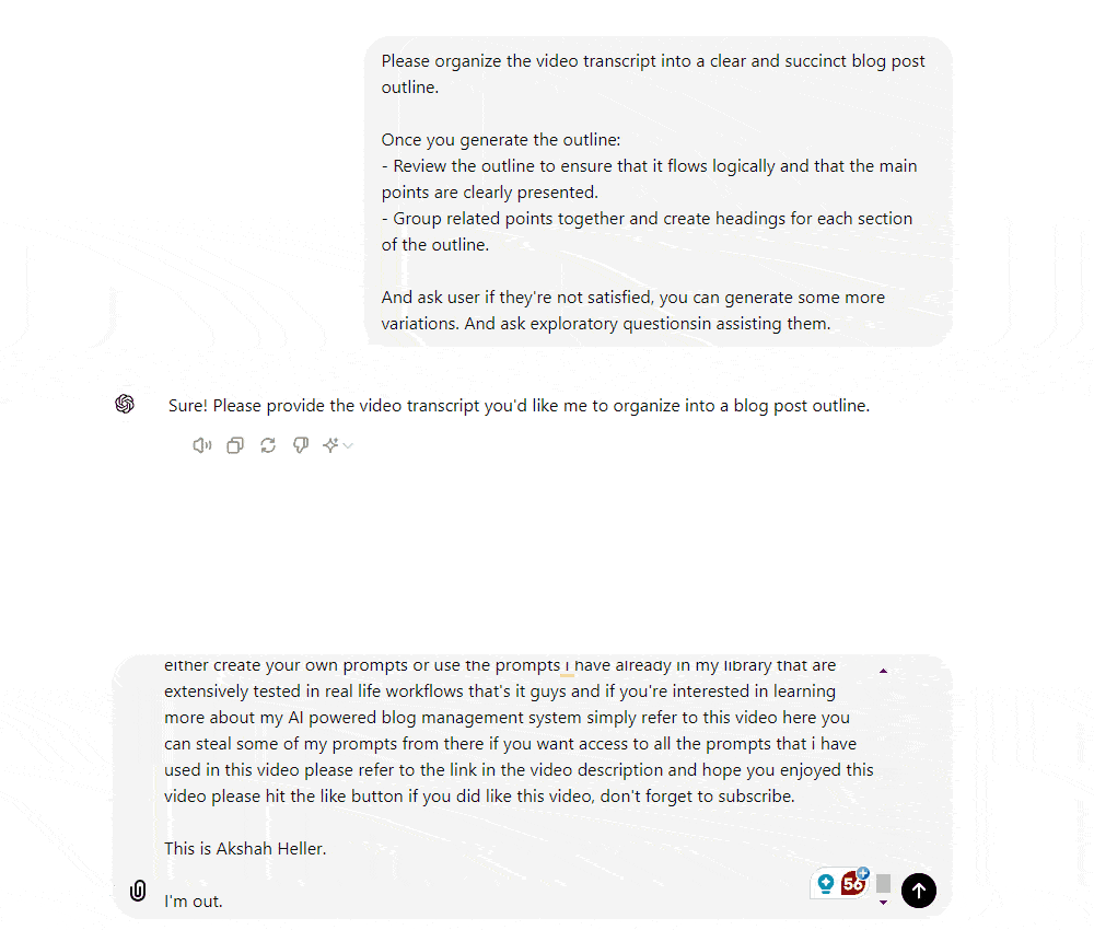 creating blog outline from youtube script
