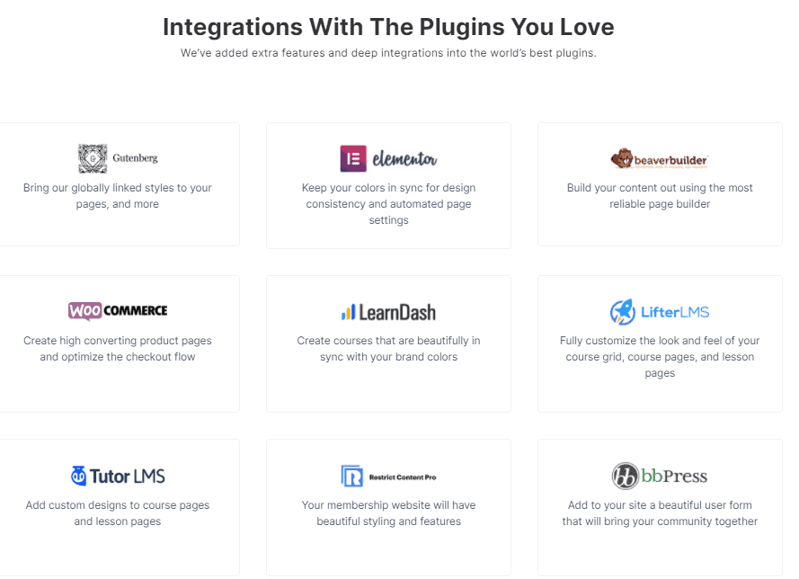kadence theme integrations