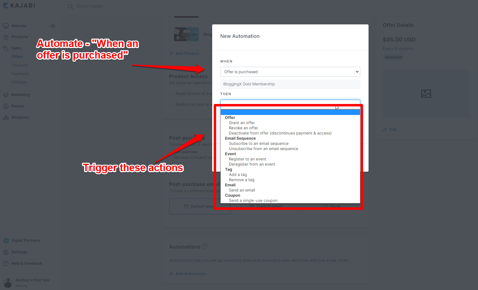 kajabi automation triggers 1