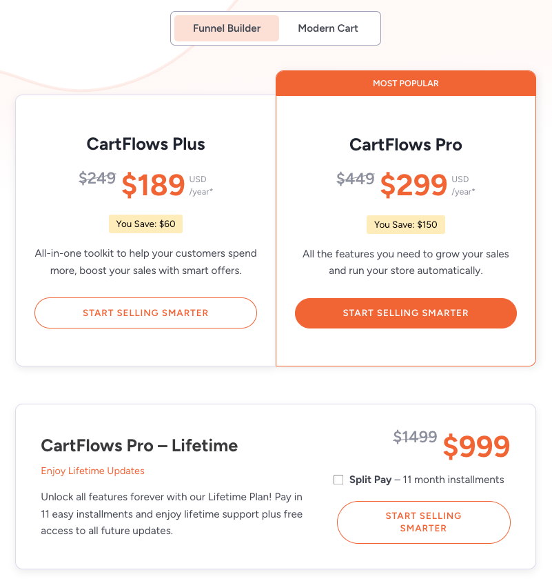 Cartflows pricing